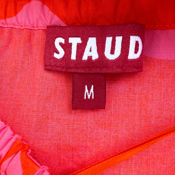 STAUD Apfel Cutout Maxi Dress Red Pink Hibiscus Floral Print Size Medium - Picture 7 of 10